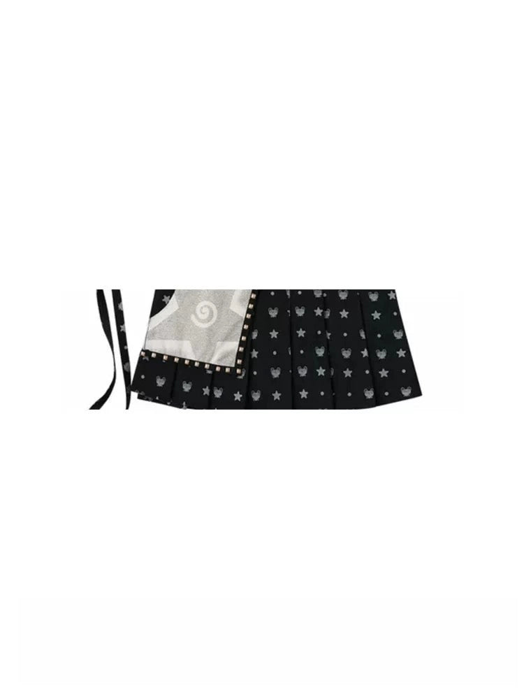 Black Embellished Pleated Wrap Skirt OLA043