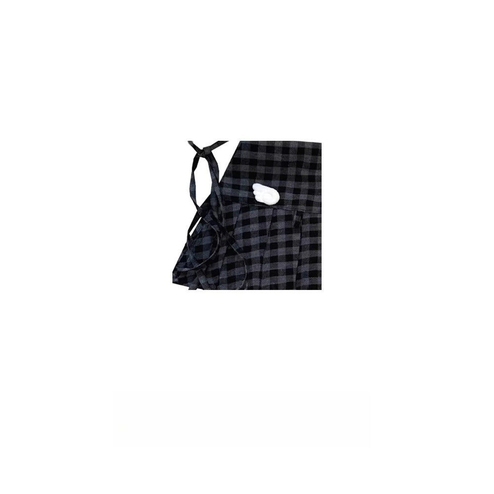 Music Note Plaid Pleated Wrap Skirt OLA035