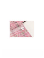 Pink Plaid Asymmetric Wrap Skirt OLA042