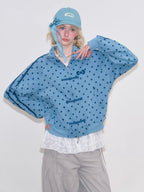 Polka Dot Frog Closure Zip Jacket OL2459