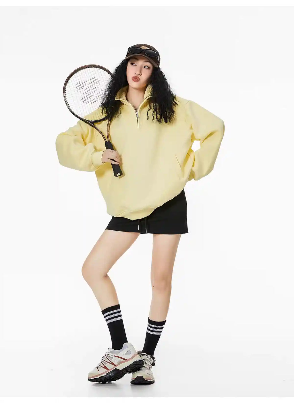 Half-Zip Stand Collar Sweatshirt with Relaxed Fit OL1991