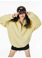 Half-Zip Stand Collar Sweatshirt with Relaxed Fit OL1991