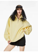 Half-Zip Stand Collar Sweatshirt with Relaxed Fit OL1991