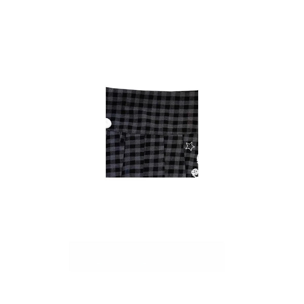 Music Note Plaid Pleated Wrap Skirt OLA035