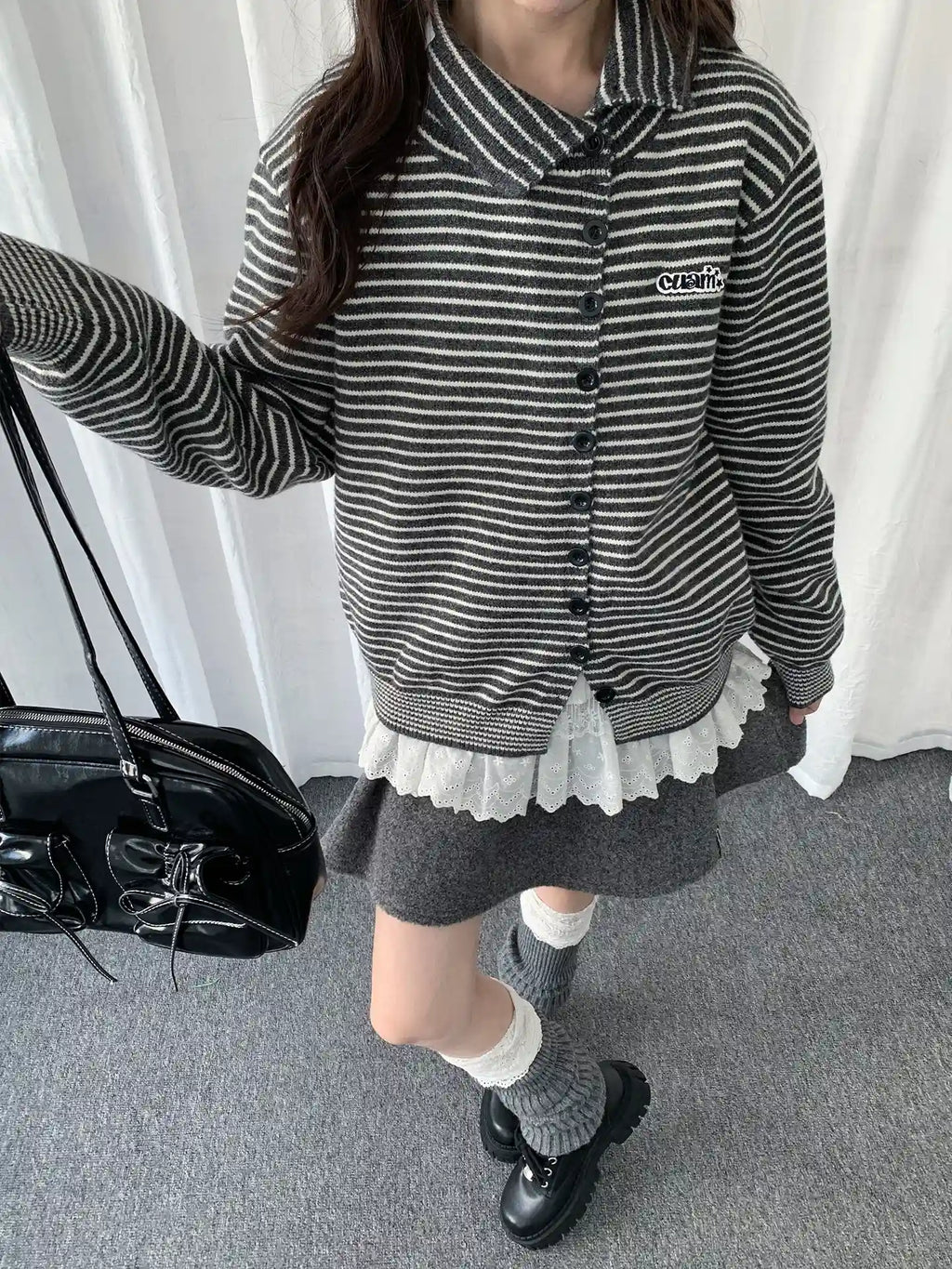 Vintage Y2K Striped Collared Cardigan   OL2236