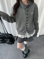 Vintage Y2K Striped Collared Cardigan   OL2236