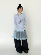 Snow Lace Dot Ruffle Layered Skirt OL2301