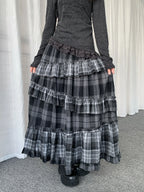 Asymmetrical Plaid Ruffle Skirt OL2437