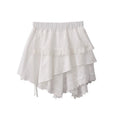 Asymmetric Embroidered Lace Mini Skirt oliviroa オリヴィオラ