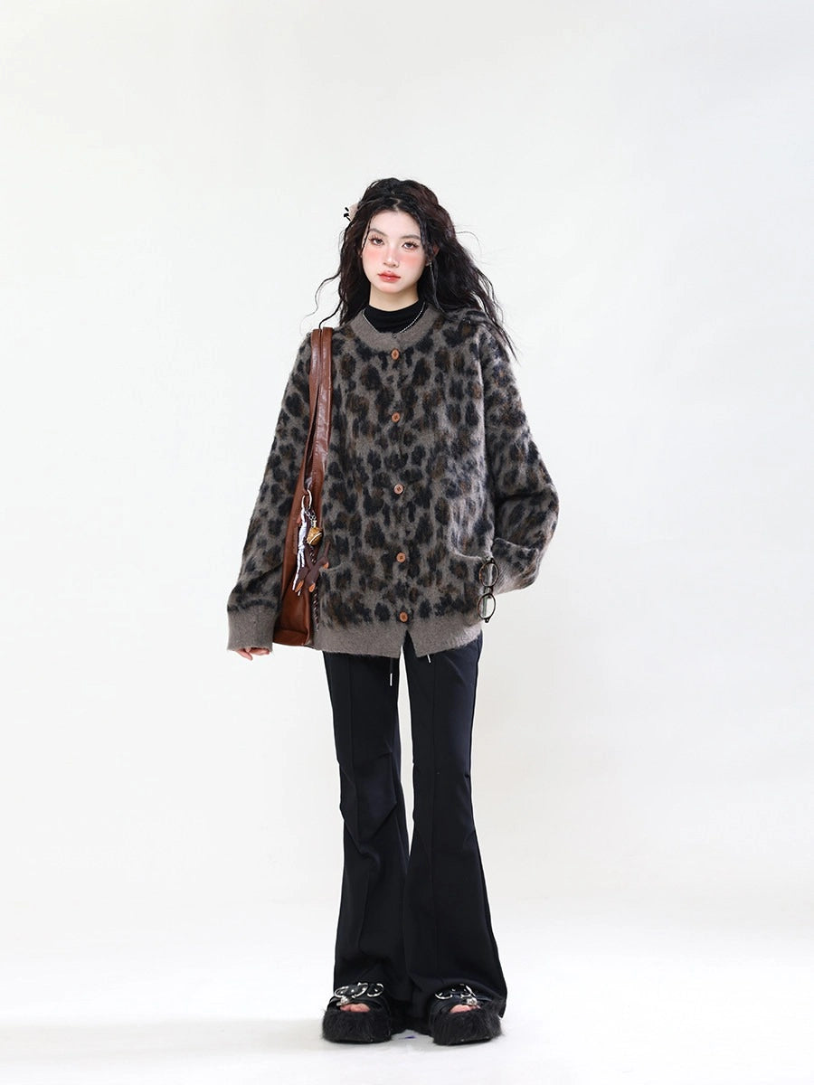 Leopard Print Oversized Cardigan   OL2232