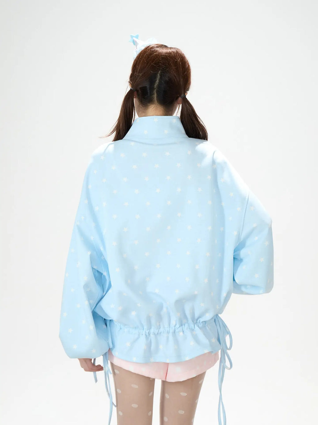 Star Print Zip Up Hoodie OL2375