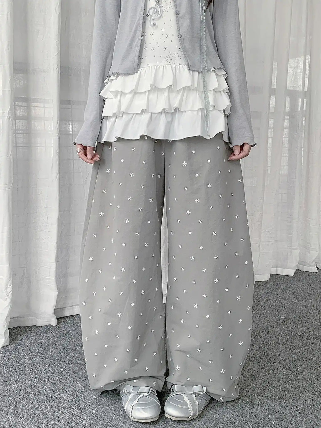 Polka Dot Star Crescent Cargo Pants OL2287