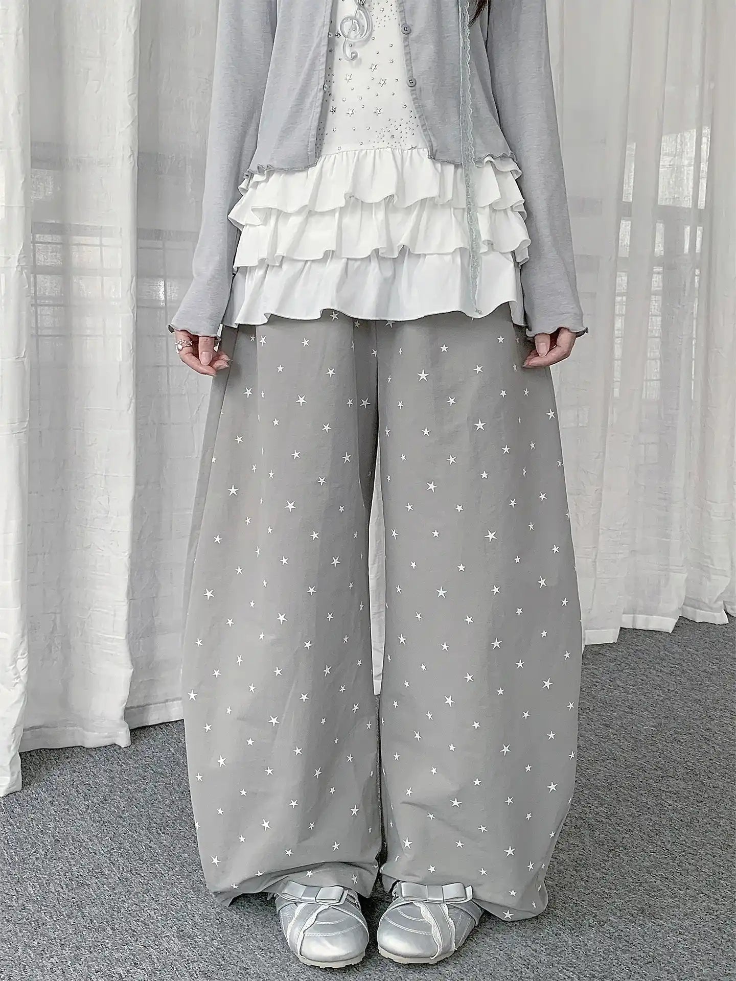 Polka Dot Star Crescent Cargo Pants OL2287