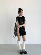 Star Stud Pleated Skirt OL2303