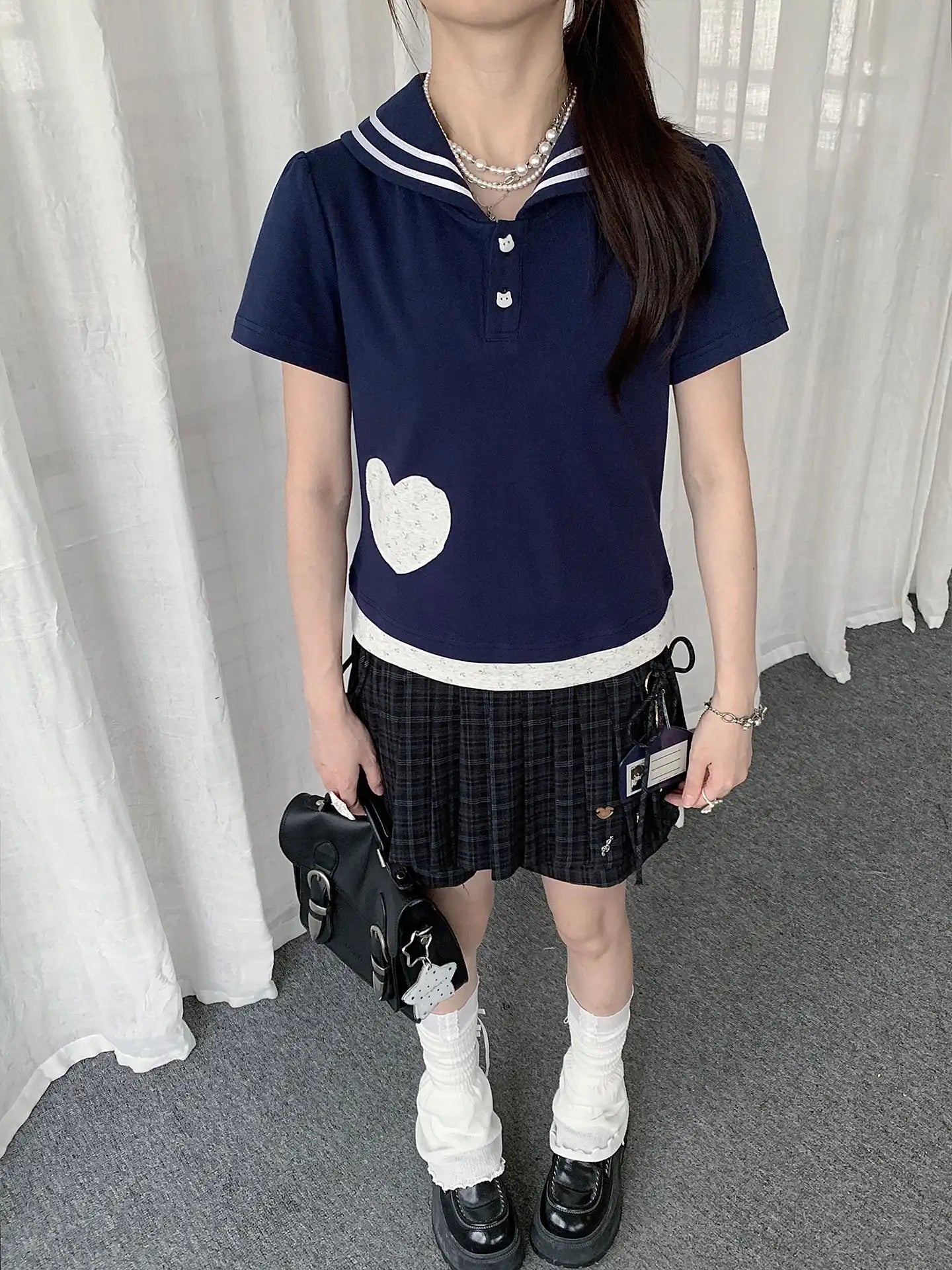 Plaid Skirt-Layered Shorts OL2277