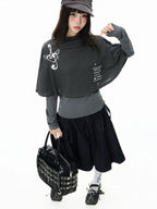 High Neck Cape Layered Long Sleeve Tee OL2416