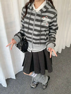 Vintage Y2K Striped Cropped Hoodie Jacket   OL2239