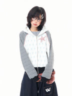 Star Embroidered Stripe Cropped Hoodie oliviroa オリヴィオラ