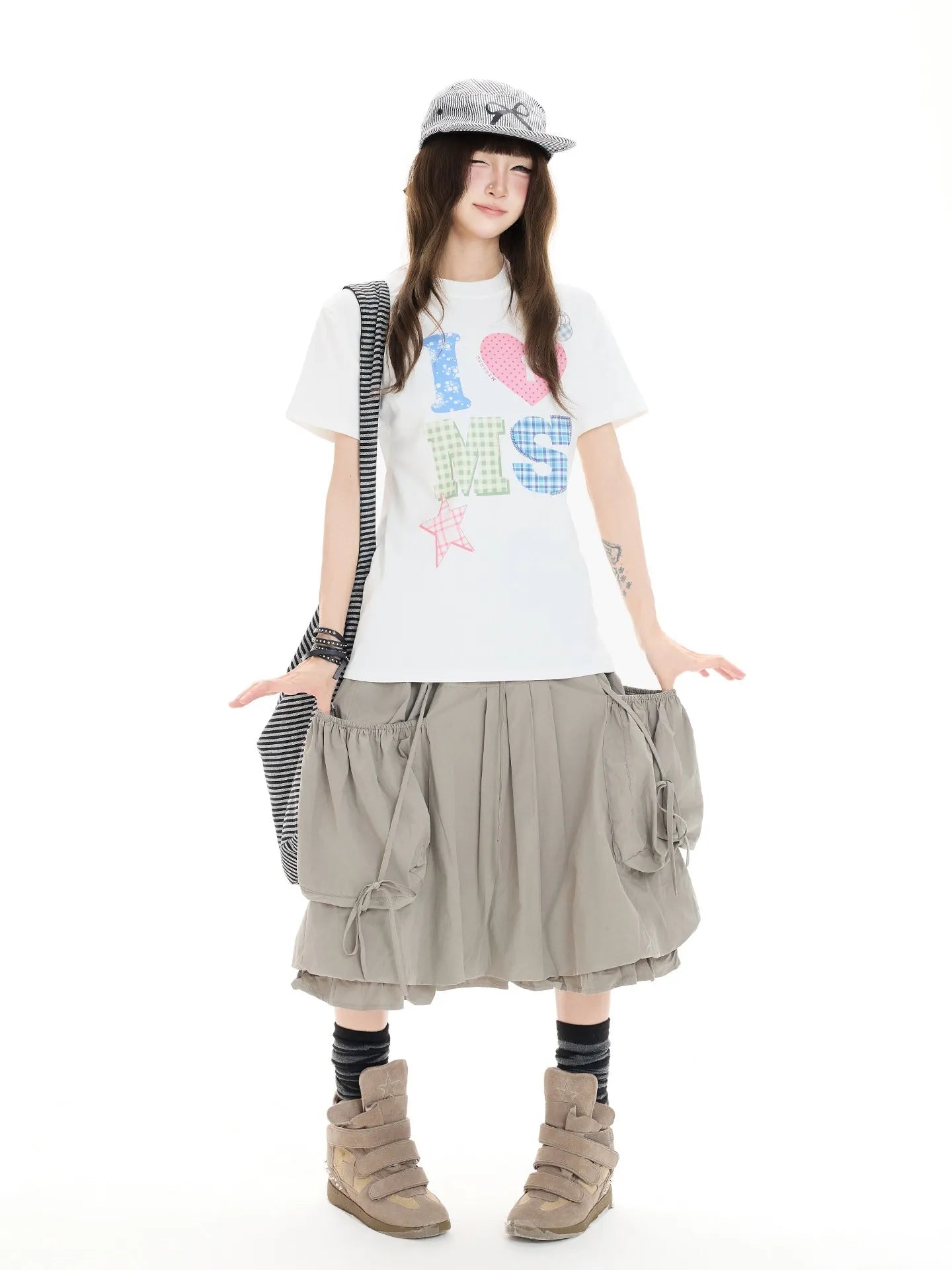Bow Tie Pocket Bubble Skirt OL2413