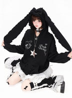 Lace Bunny Ear Bow Hooded Jacket OL2396