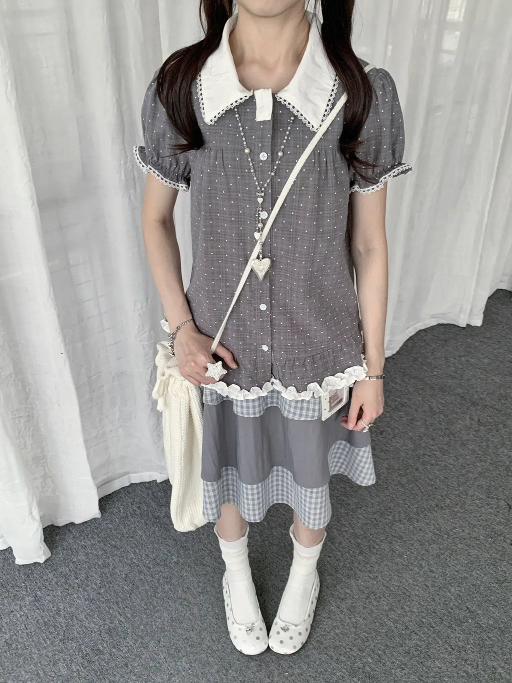 Polka Dot Doll Collar Blouse Y2K OL2324