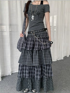Layered Check Cake Skirt Dress OL2274