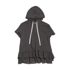 Polka Dot Ruffle Hooded Top OL2336
