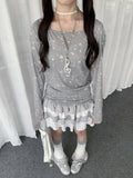 Star Print Slim Long Sleeve Tee oliviroa オリヴィオラ