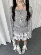 Star Print Slim Long Sleeve Tee oliviroa オリヴィオラ