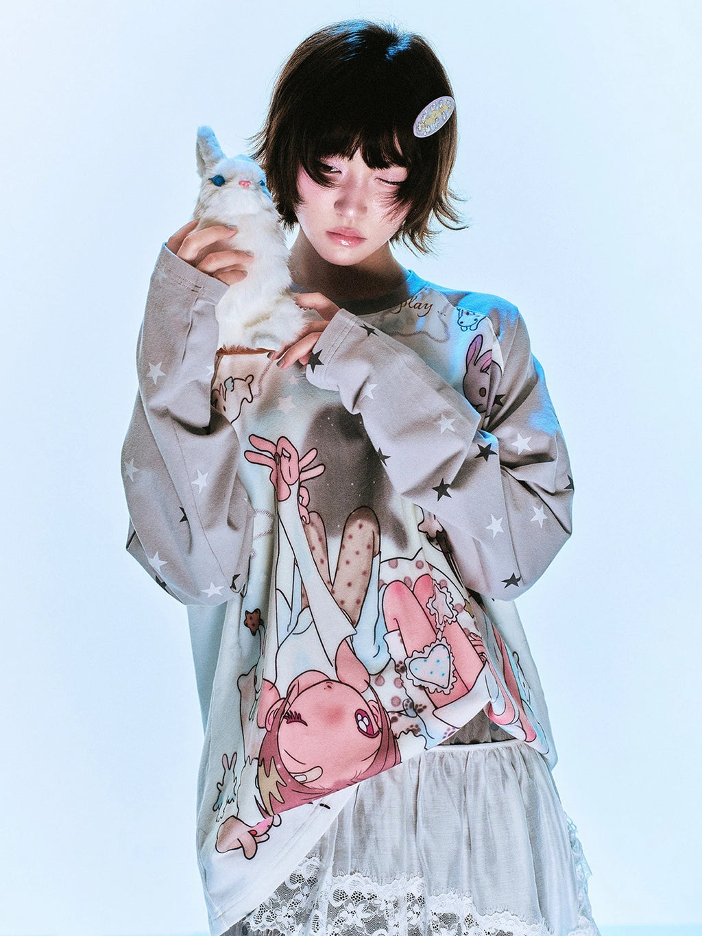 Bunny Shadow Raglan Long Sleeve Tee OL2404