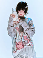 Bunny Shadow Raglan Long Sleeve Tee OL2404