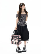 Studded Rhinestone Tie Bubble Skirt OL2410