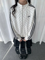 Polka Dot Zip-Up Sweatshirt OL2276