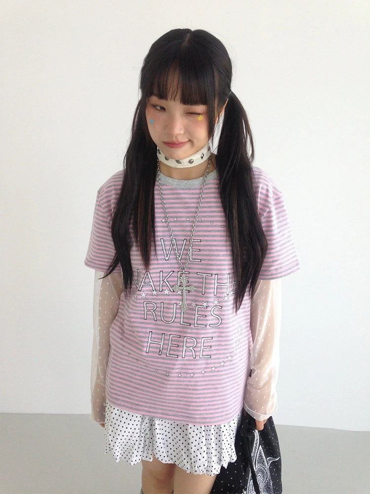 Galaxy Stripe Colorblock Tee OL2298