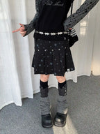 Y2K Star Print Pleated Skirt   OL2238