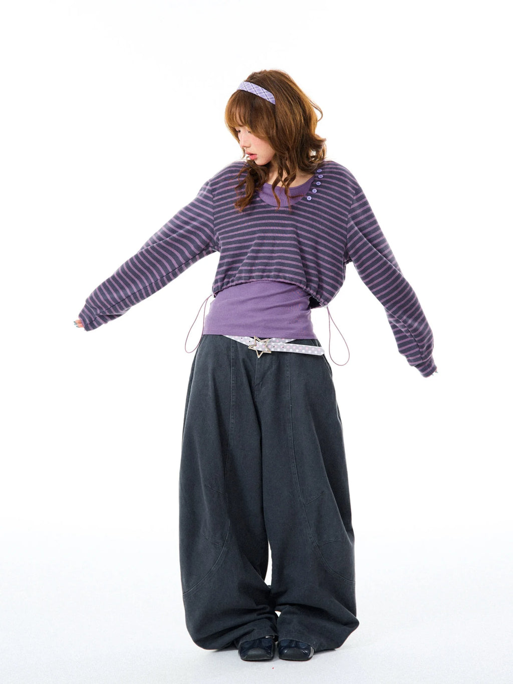 Contrast Stripe Layered Hoodie OL2428