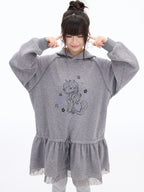 Pony Graphic Long Hooded Sweatshirt Dress OL2398