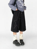 Tears Star Contrast Wide Shorts oliviroa オリヴィオラ