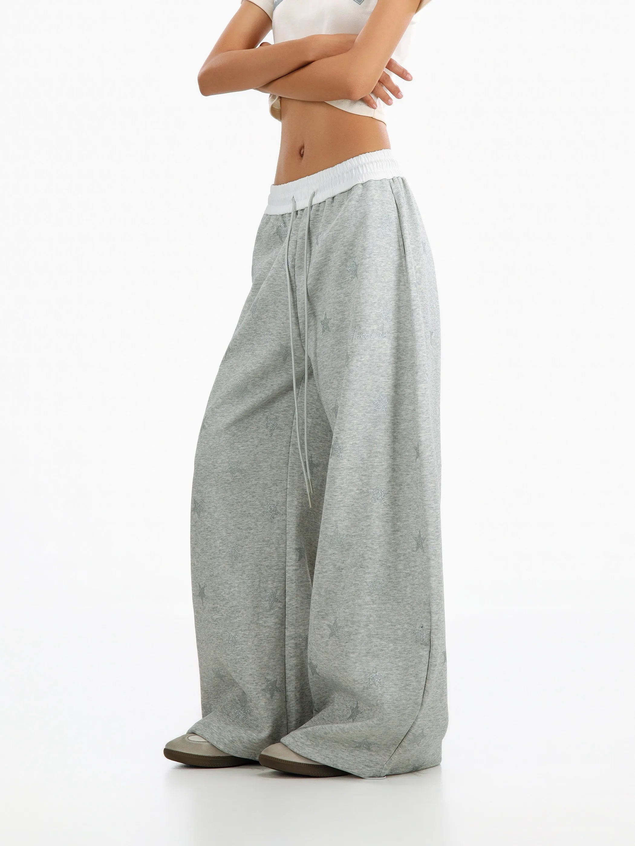 Star Print Wide Leg Sweatpants OL2369