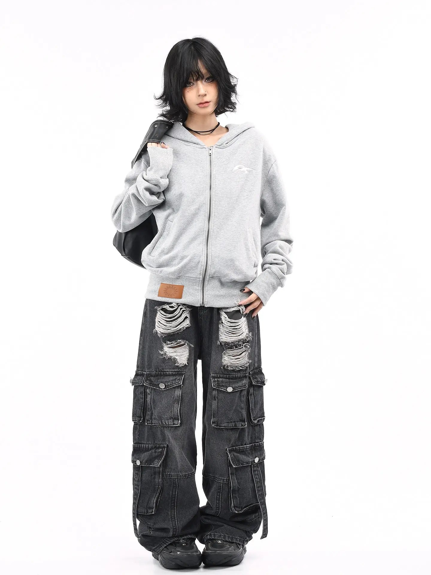 Washed Cropped Zip Hoodie   OL2235