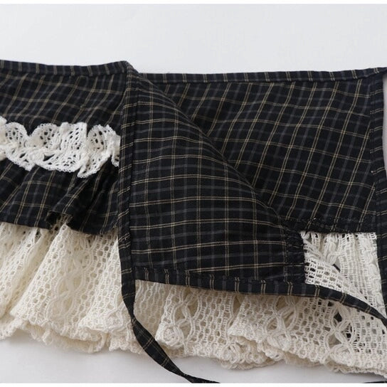 Plaid Lace Wrap Skirt OLA037