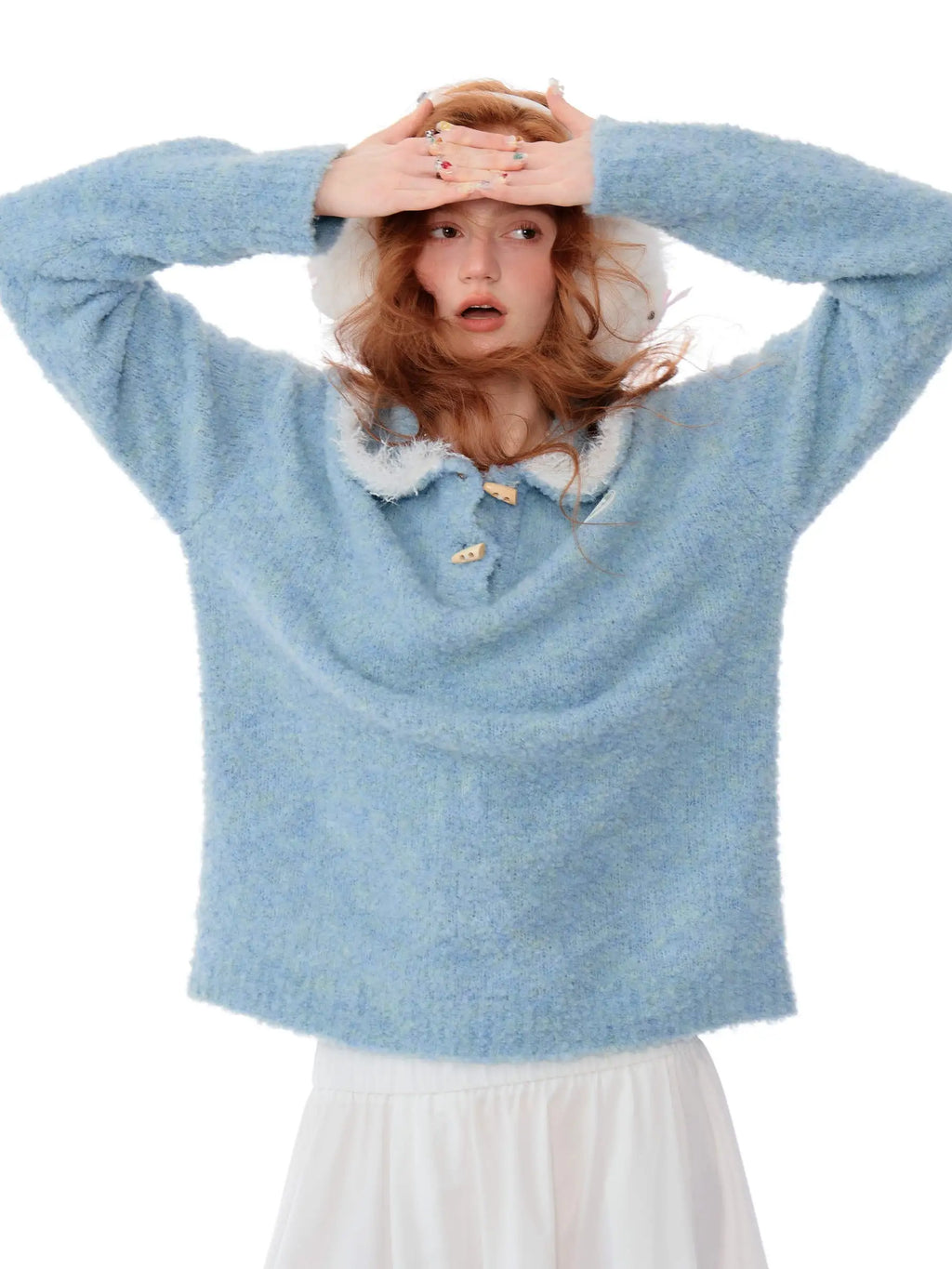 Loose Fit Polo Collar Sweater OL2256