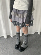 Y2K Star Polka Dot Layered Skirt   OL2245