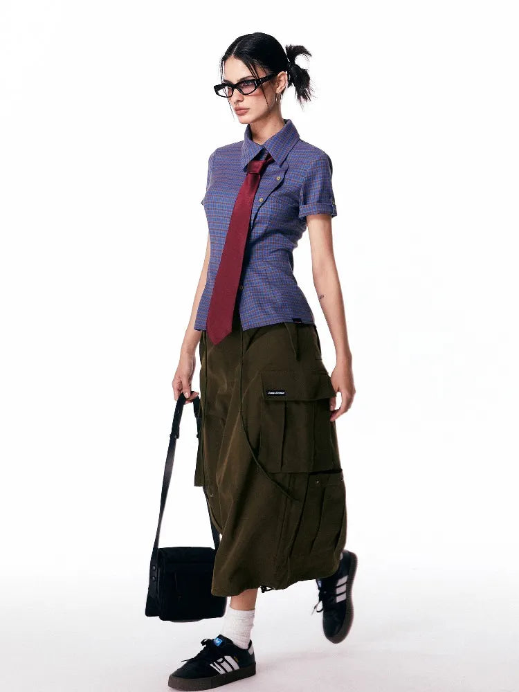 Plaid Design Short Sleeve Shirt OL2265