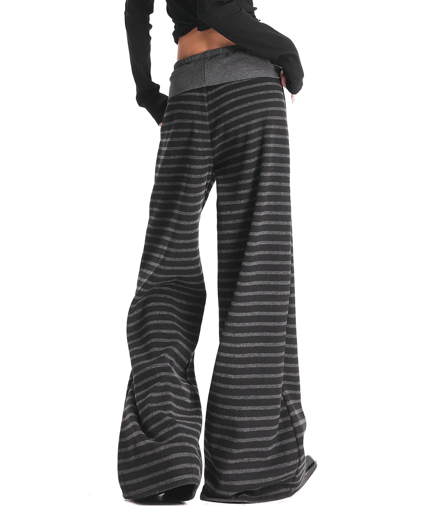 Black Stripe Wide Leg Pants OL2338