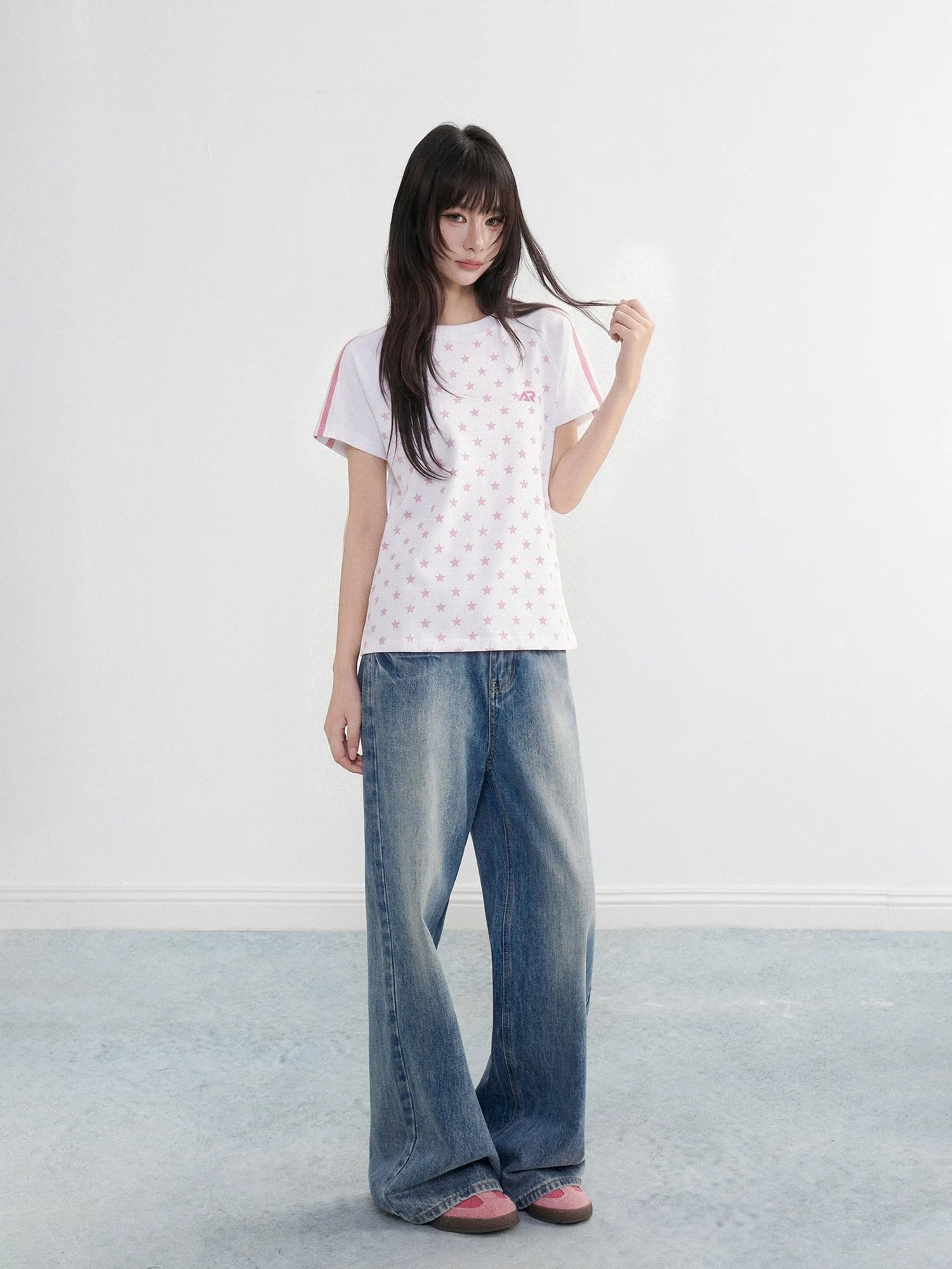 Polka Star Raglan Crop Sport Tee OL2315