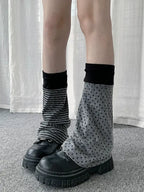 Striped Polka Dot Layered Socks oliviroa オリヴィオラ