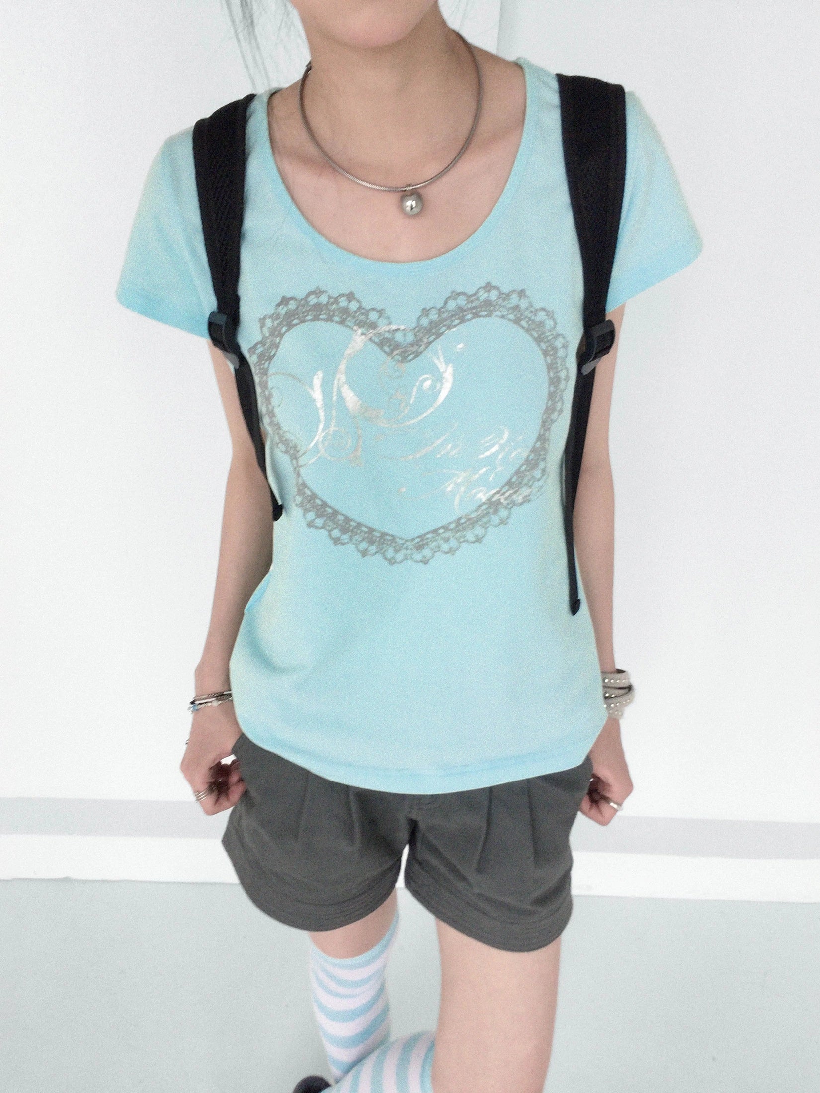 Silver Lace Graphic T-Shirt OL2373