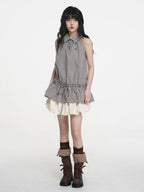 Blue Plaid Sleeveless Shirt OL2335