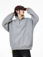 Half-Zip Stand Collar Sweatshirt with Relaxed Fit OL1991